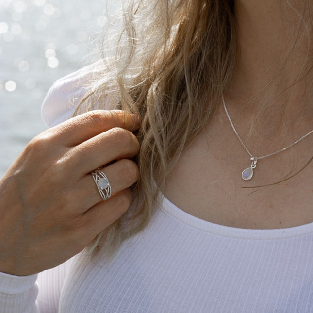 My Unique Style Ketting moonstone teardrop - 925 zilver