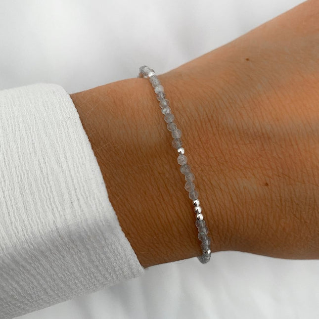 My Unique Style Labradoriet kralen armband - 925 zilver