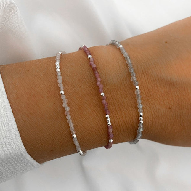 My Unique Style Labradoriet kralen armband - 925 zilver