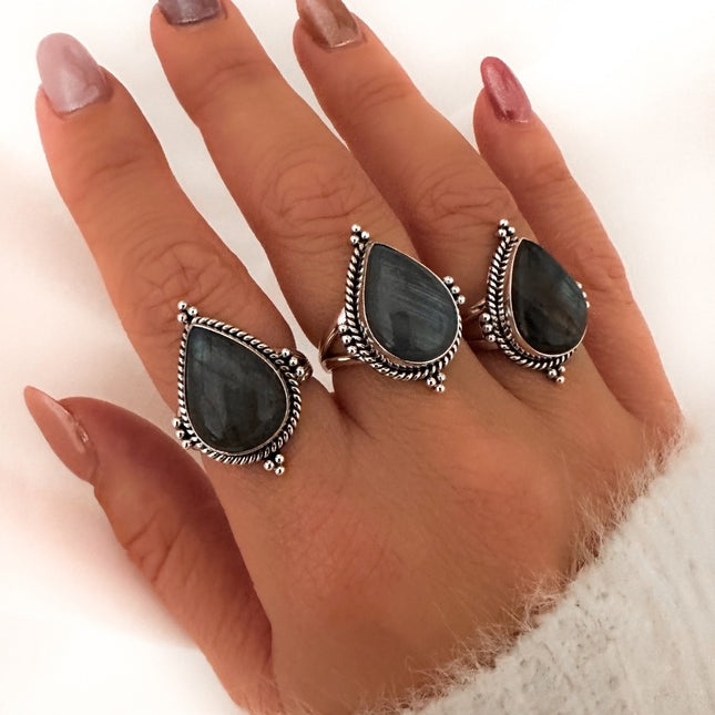My Unique Style Labradorite Drop ring - 925 zilver