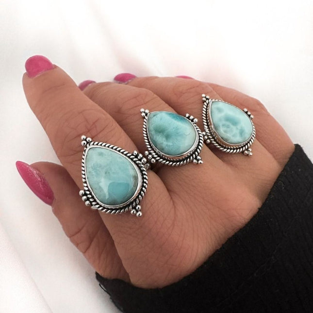 My Unique Style Larimar Drop ring - 925 zilver