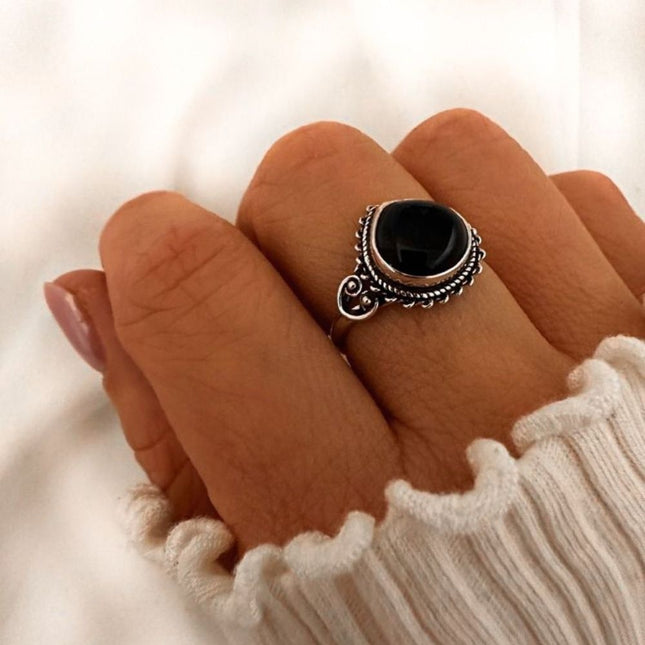 My Unique Style Lunar ring  Onyx - 925 zilver