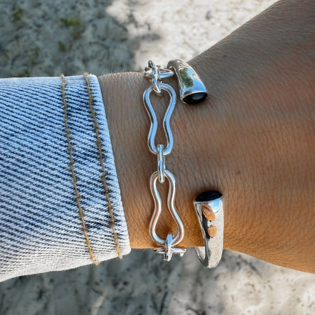 My Unique Style Onyx Bangle - 925 zilver