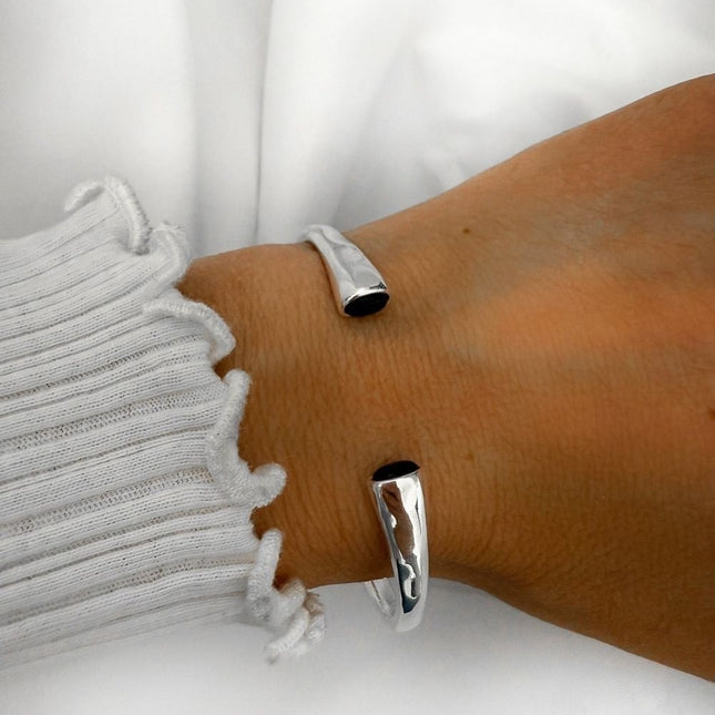 My Unique Style Onyx Bangle - 925 zilver