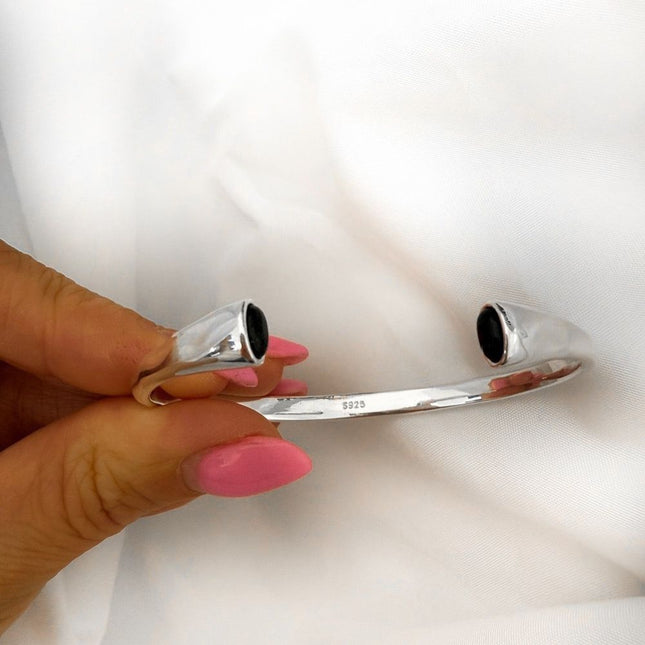 My Unique Style Onyx Bangle - 925 zilver