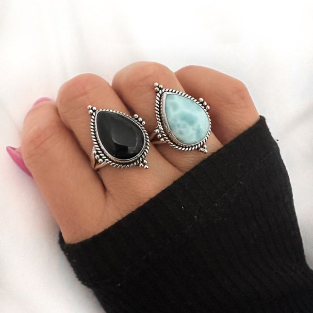 My Unique Style Onyx Drop ring - 925 zilver
