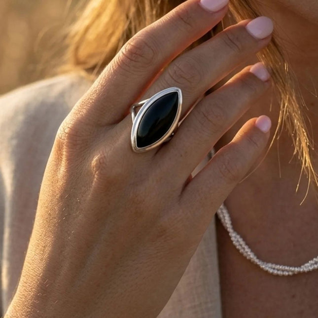 My Unique Style Onyx ring Zia - 925 zilver