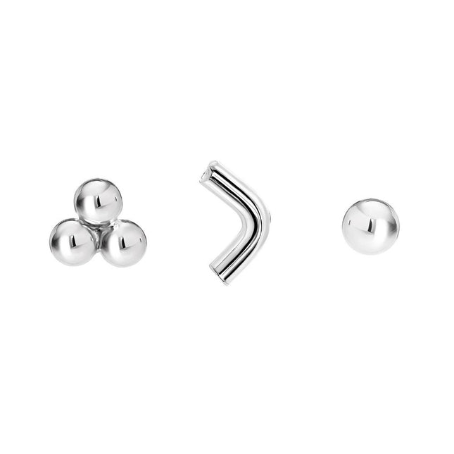 My Unique Style Oorbellen set bolletjes en v-oorknopje - 925 zilver