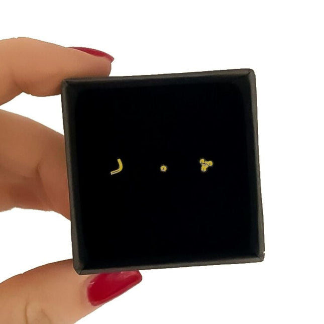 My Unique Style Oorbellen set bolletjes en v-oorknopje - goldplated