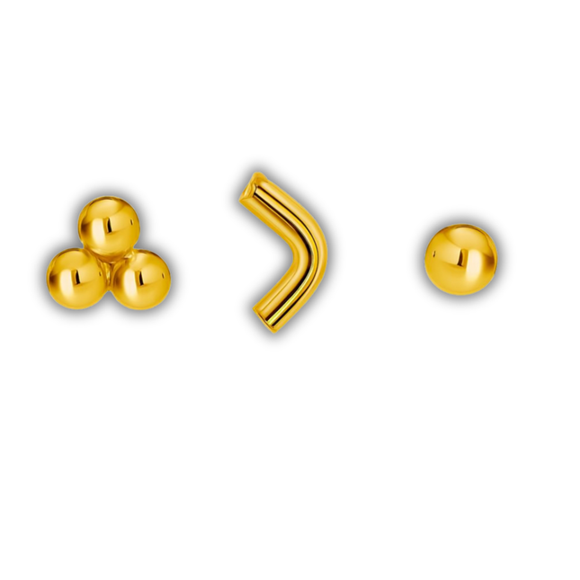 My Unique Style Oorbellen set bolletjes en v-oorknopje - goldplated