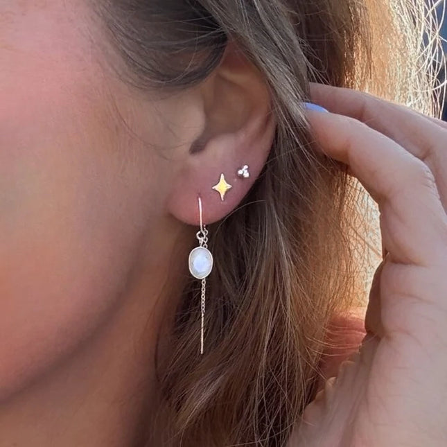 My Unique Style Oval Threader Moonstone - 925 zilver