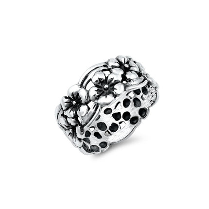 My Unique Style Ring Boho Silver Flowers - 925 zilver