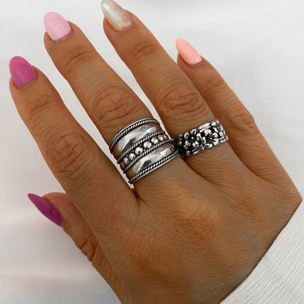 My Unique Style Ring Boho Silver Flowers - 925 zilver