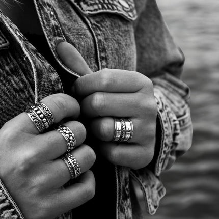 My Unique Style Ring Boho Silver Flowers - 925 zilver