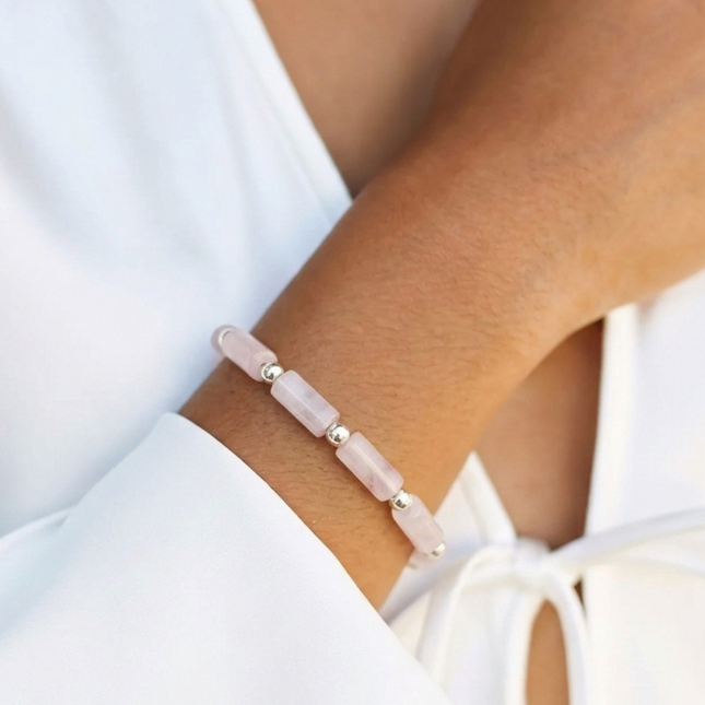 My Unique Style Rose Quartz Flow armband - 925 zilver