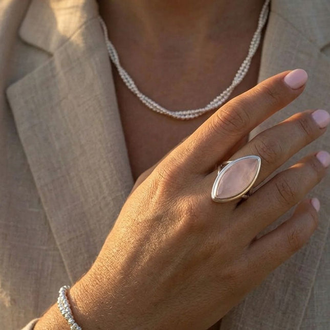 My Unique Style Rosequartz ring Zia - 925 zilver
