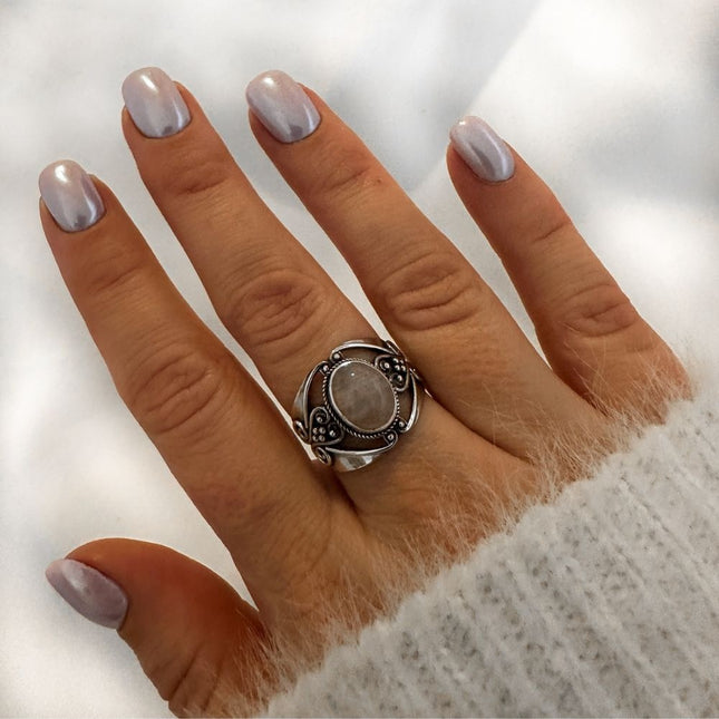 My Unique Style Rozenkwarts ring Liora - 925 zilver