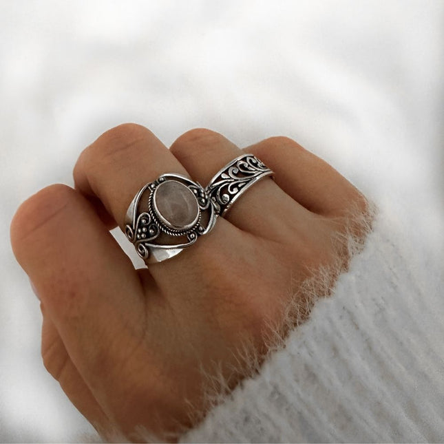 My Unique Style Rozenkwarts ring Liora - 925 zilver