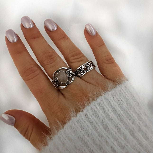My Unique Style Rozenkwarts ring Liora - 925 zilver