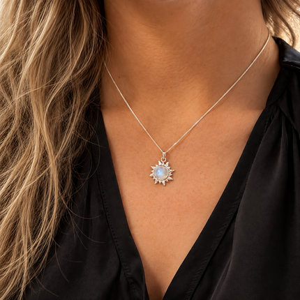 My Unique Style Soleil maansteenketting - 925 zilver