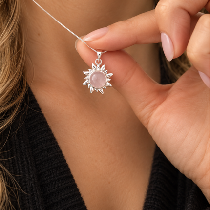 My Unique Style Soleil rozenkwartsketting - 925 zilver