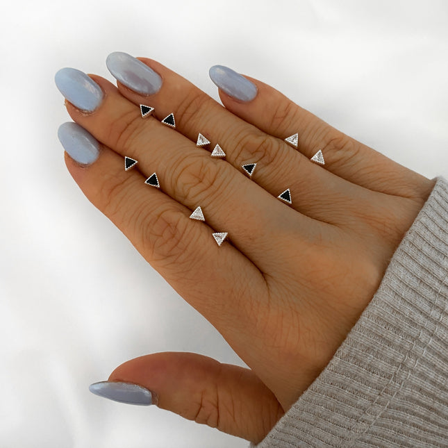 My Unique Style Sparkle triangle oorknopjes - 925 zilver