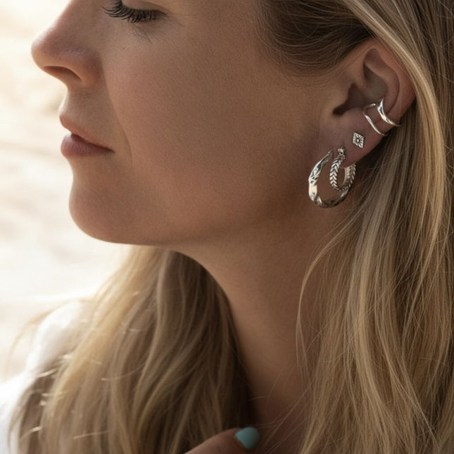 My Unique Style Textured hoops - 925 zilver