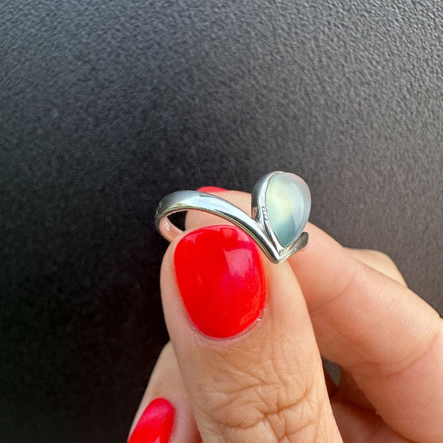 My Unique Style V-ring Blue Chalcedony - 925 zilver