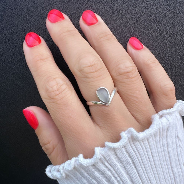 My Unique Style V-ring Blue Chalcedony - 925 zilver