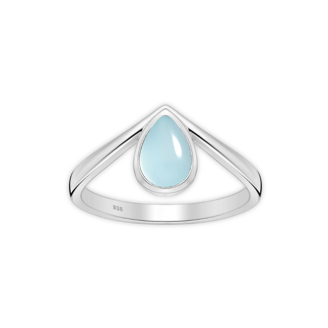 My Unique Style V-ring Blue Chalcedony - 925 zilver