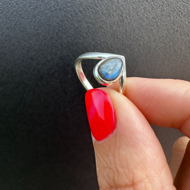My Unique Style V-ring Labradoriet - 925 zilver