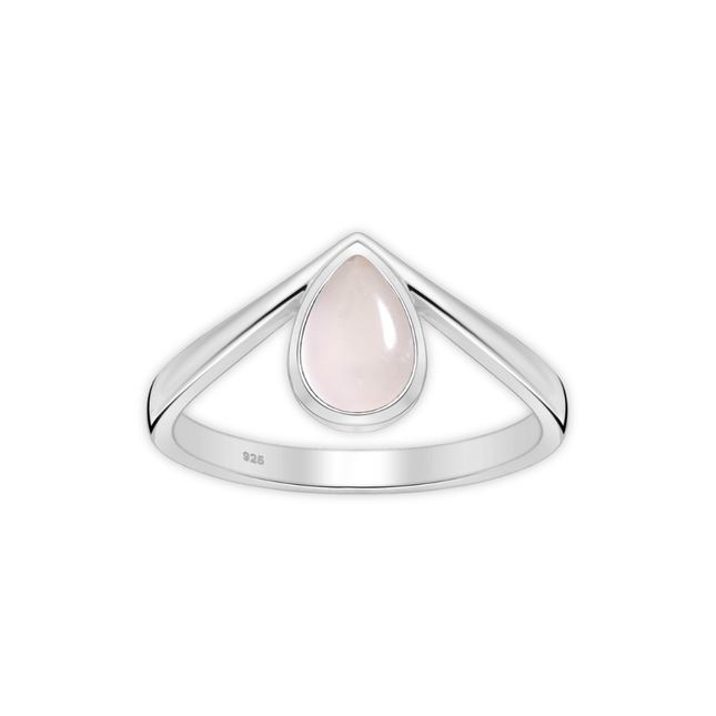 My Unique Style V-ring Rozenkwarts - 925 zilver