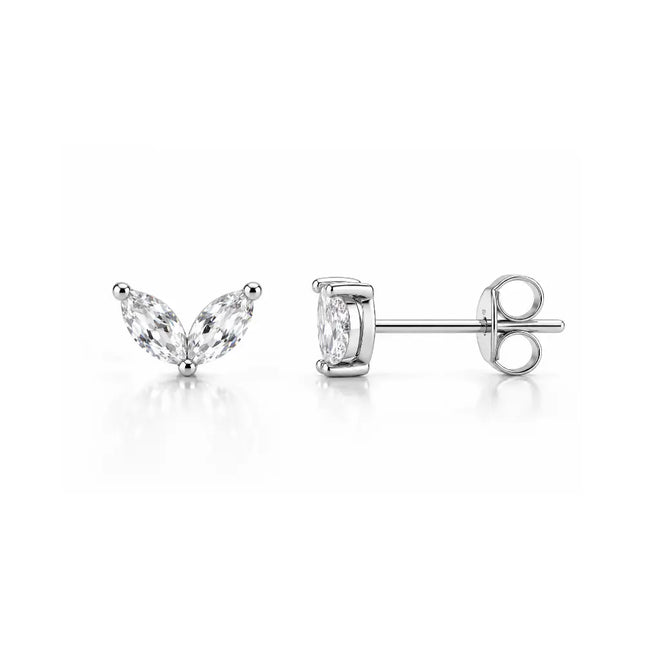 My Unique Style Zirconia Leaf oorknopjes - 925 zilver