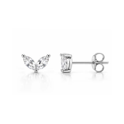 My Unique Style Zirconia Leaf oorknopjes - 925 zilver