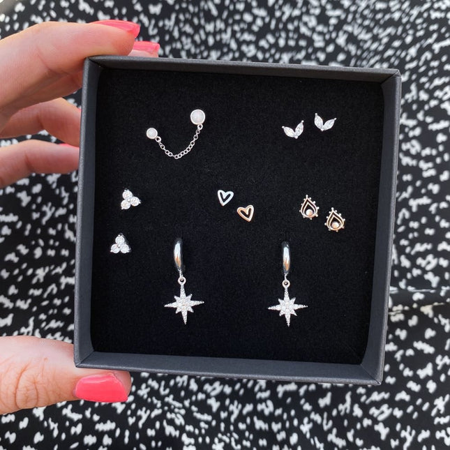 My Unique Style Zirconia Leaf oorknopjes - 925 zilver