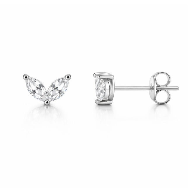 My Unique Style Zirconia Leaf oorknopjes - 925 zilver