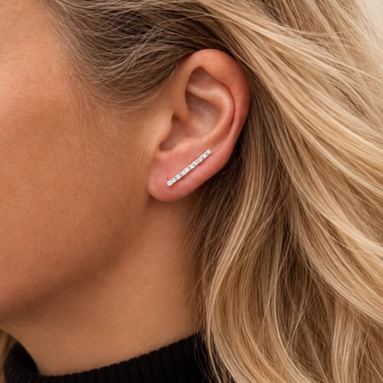 oorklimmer echt zilver met zirkonia steentjes