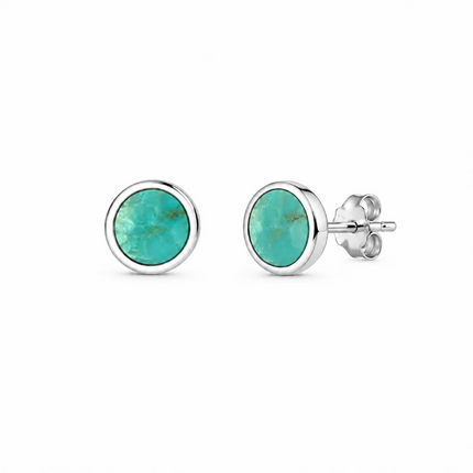 Mini oorknopjes Turquoise - 925 zilver