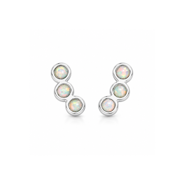 kleine opal oorknopjes in 925 zilver