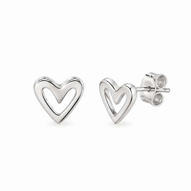 Hartjes oorknopjes - 925 zilver