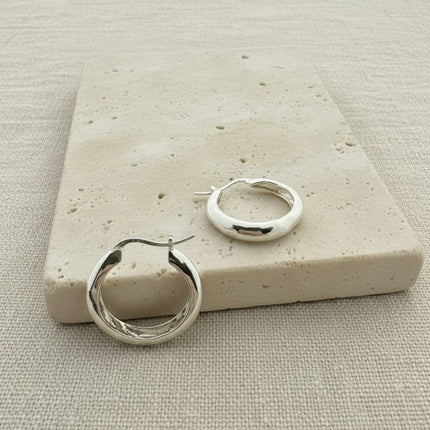 Textured hoops - 925 zilver