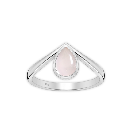 V-ring Rozenkwarts - 925 zilver