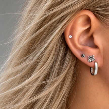 Boho oorknopjes Lotus - 925 zilver