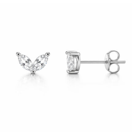 Zirconia Leaf oorknopjes - 925 zilver